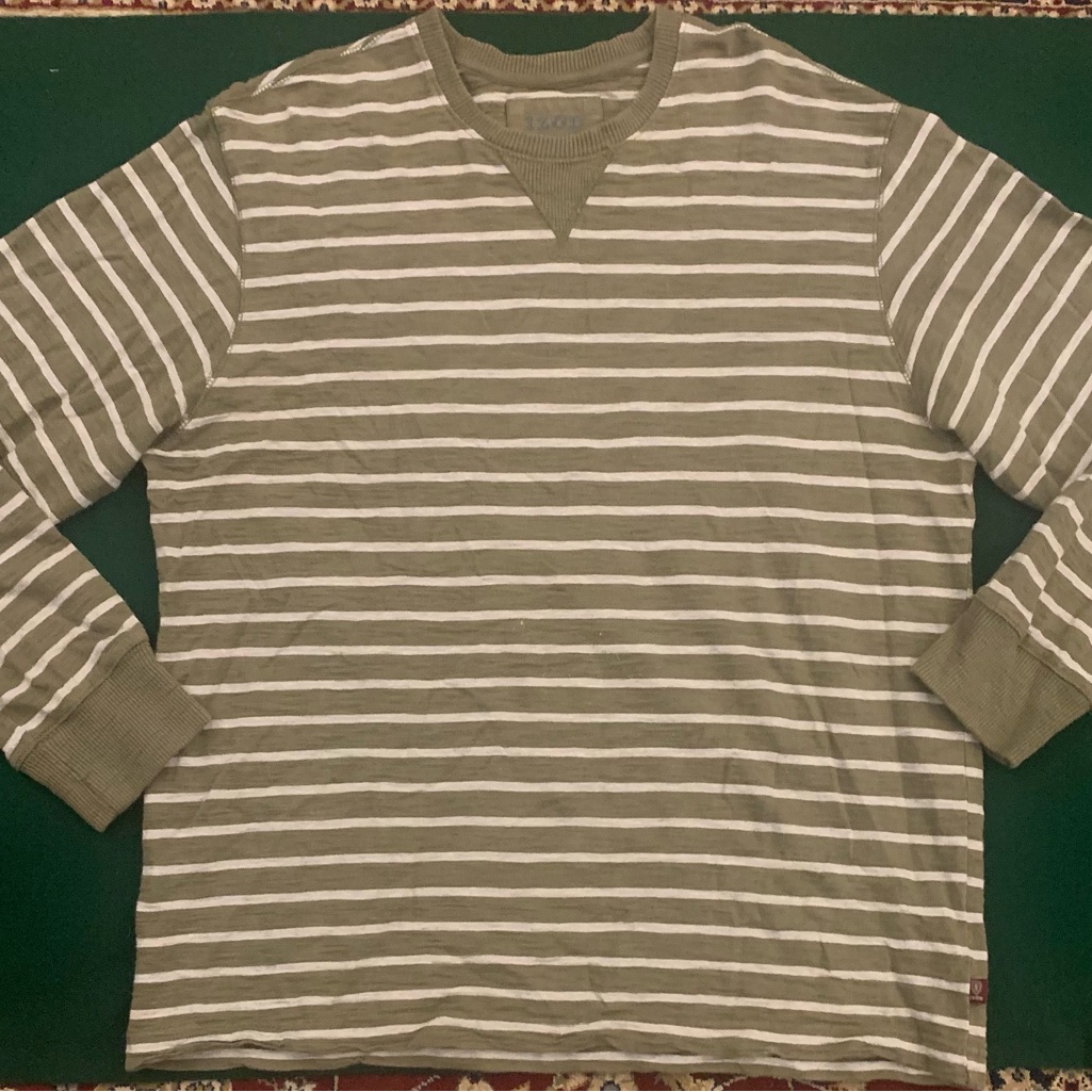 Izod Ls All Cotton Striped Jersey/Sweatshirt